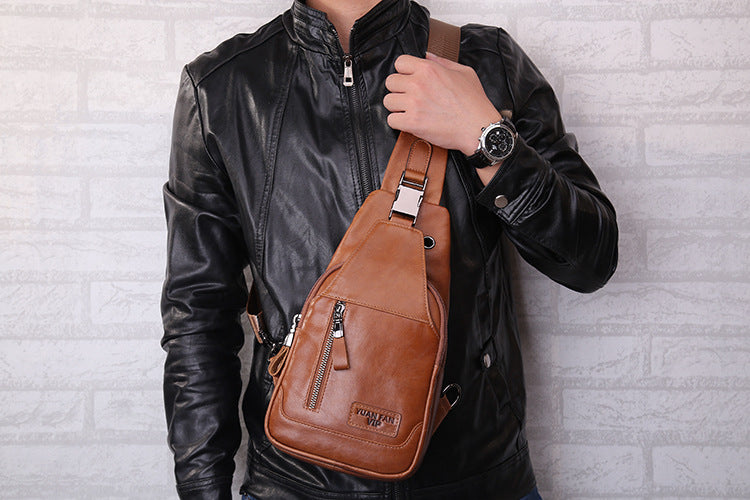 Men's Waxed Leather Single Shoulder Crossbody Bag