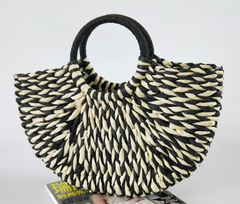 Large Capacity Rattan Woven Half-Round Handbag
