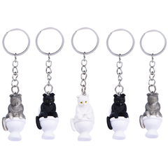Creative Cartoon Cat Toilet Keychain DIY Accessories