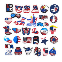 PVC Shoe Charms for Clog Sandals, USA Flag, Dancing, Cheerleading, DIY Shoe Decoration Charms, Party Favor