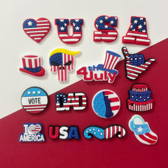 PVC Shoe Charms for Clog Sandals, USA Flag, Dancing, Cheerleading, DIY Shoe Decoration Charms, Party Favor