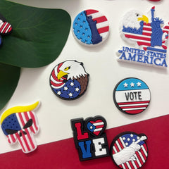 PVC Shoe Charms for Clog Sandals, USA Flag, Dancing, Cheerleading, DIY Shoe Decoration Charms, Party Favor
