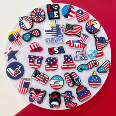PVC Shoe Charms for Clog Sandals, USA Flag, Dancing, Cheerleading, DIY Shoe Decoration Charms, Party Favor