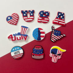 PVC Shoe Charms for Clog Sandals, USA Flag, Dancing, Cheerleading, DIY Shoe Decoration Charms, Party Favor