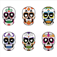 6PCS Day of the Dead DIY Skull Masks for Halloween
