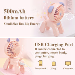 Cute Portable USB Rechargeable Handheld Fan (3 Speed)