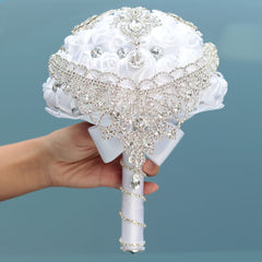 Bride's Wedding Bouquet, Luxury Handmade Rhinestone Floral
