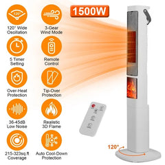 1500W Ceramic Tower Space Heater