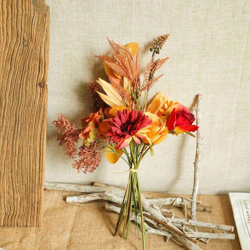 Autumn Color Bouquet with Green Plants - Fake Flowers