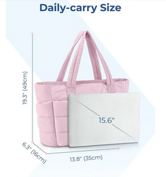 Women’s Large Cotton Zipper Handbag - Quilted Travel Shoulder Tote Bag (35x16x43cm)