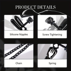 Metal BDSM Nipple Clamps with Single Chain for Couples
