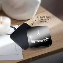 3dRose Alexis Design - Sport Gymnastics - Male and Female Sportsmen. Text Gymnastics. Stylish. White on Black - Coasters