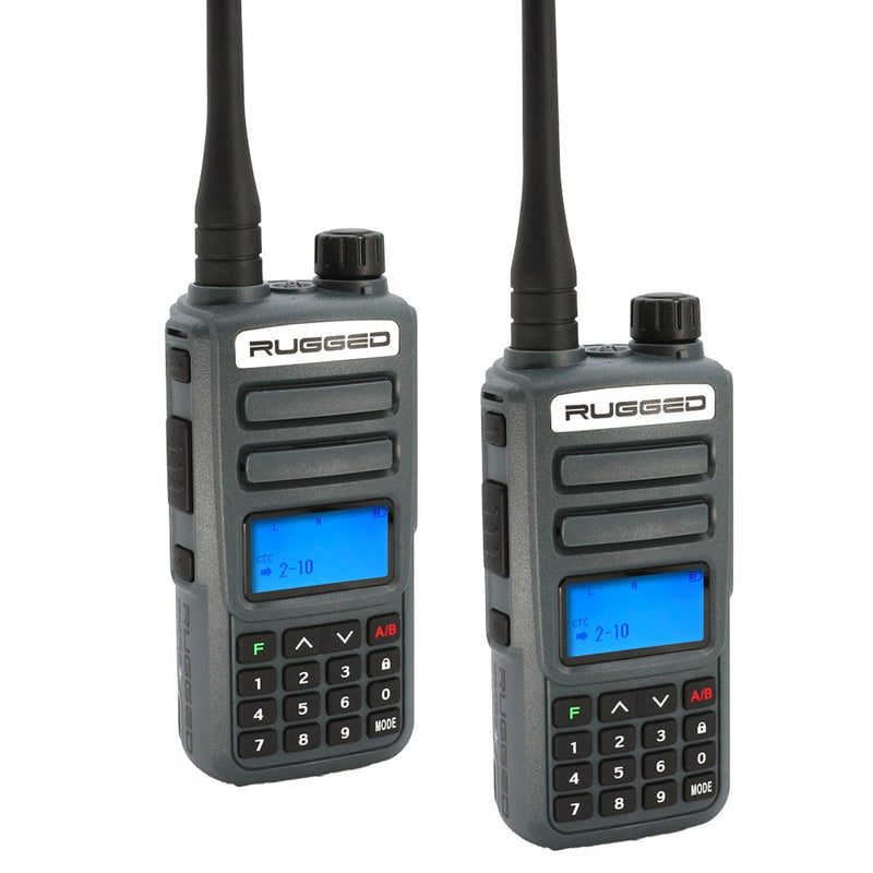 2 Pack - Rugged GMR2 PLUS - GMRS and FRS Two Way Handheld Radios - Grey