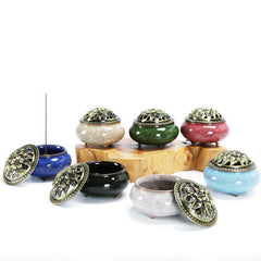 Colorful Ceramic Aroma Burner with Crackle Design