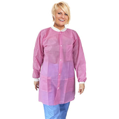 Disposable Lab Coat Small Size 10 Pack Light Pink Lab Jackets for Adults