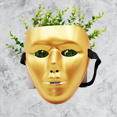 Ghost Dance Mask - Full Face Gold Silver for Street Dance
