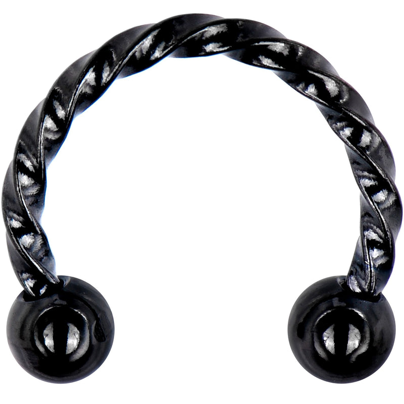 16G 5/16 Black IP Seriously Twisted Horseshoe Circular Barbell