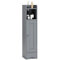 Slim Bathroom Cabinet Corner with 1 Door and Adjustable Shelves