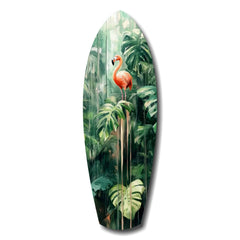 Tropical Flamingo Haven Glass Wall Art