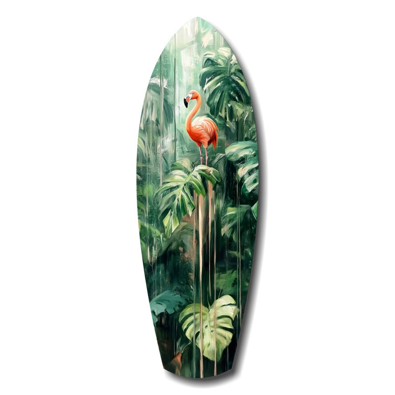Tropical Flamingo Haven Glass Wall Art