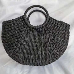 Large Capacity Rattan Woven Half-Round Handbag