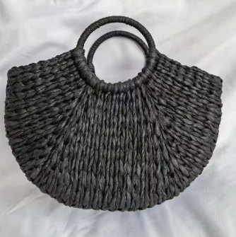 Large Capacity Rattan Woven Half-Round Handbag