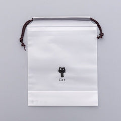 Cartoon Black Cat Drawstring Storage Bag