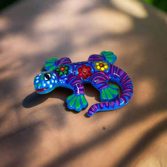 Talavera Lizard Figurine | Mexican Handmade Wall Decor