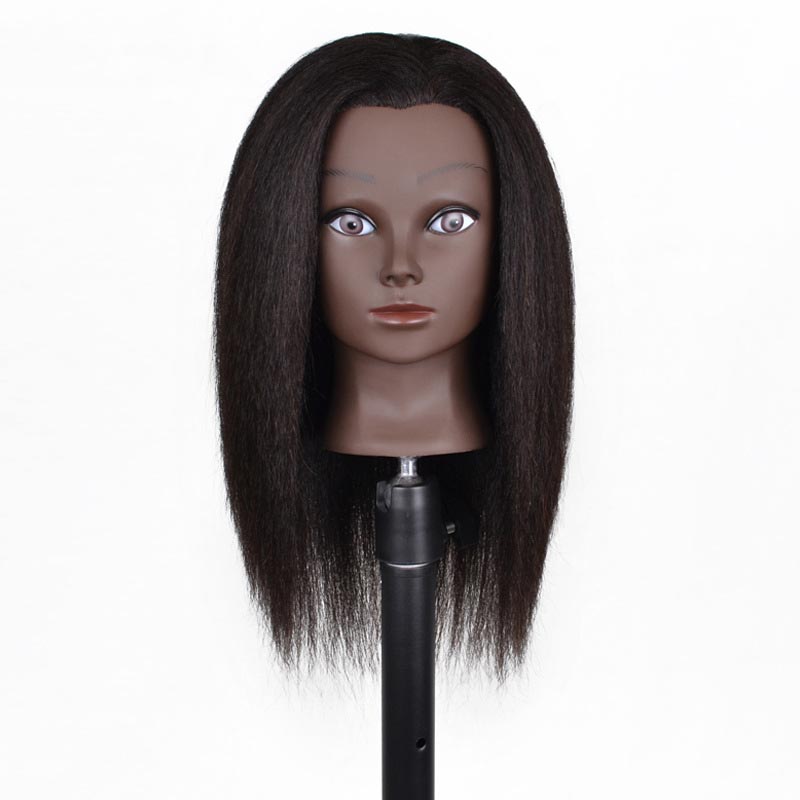 Real Hair Dark Skin Black Mannequin Head Form