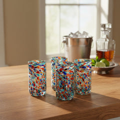 Hand-Blown Double Shot Glass | Mexican Confetti Glassware
