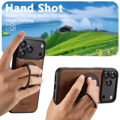 Magnetic Leather Phone Case with Ring Stand