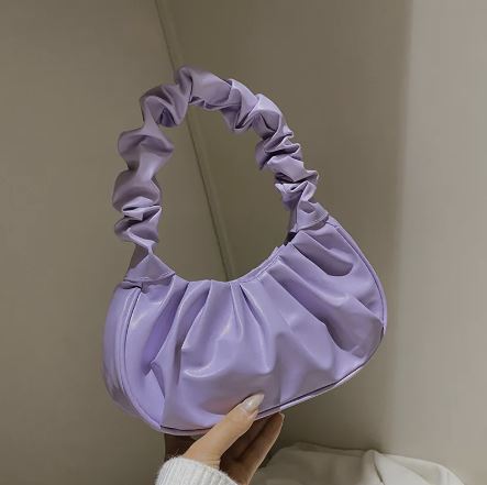 Pure Color Cloud Pleated Simple Sweet Shoulder Bag