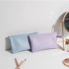 Letter Graphic Soft Leather Makeup Bag with Wristlet