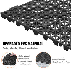 VEVOR Interlocking Tile 50PCS Black - Soft PVC Drainage Floor Tiles