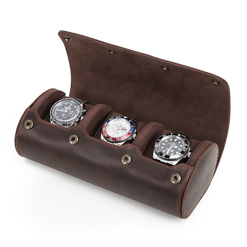 Vintage Crazy Horse Leather Watch Storage Box (Set of 3)