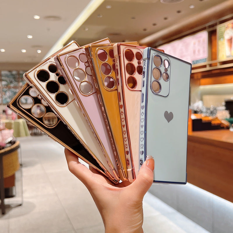 Luxury Heart-Shaped Silicone Phone Case for Galaxy S22