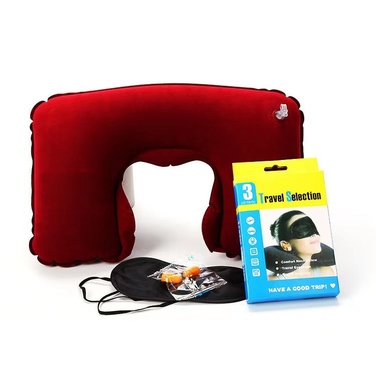 Travel U-Shaped Inflatable Neck Pillow for Comfort