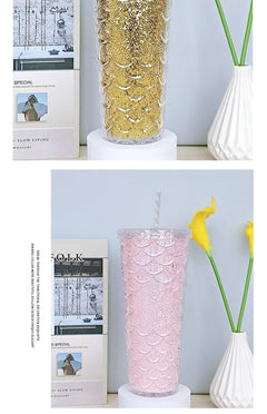 Fish Scale Double Insulation Straw Drinking Cup (1pc)