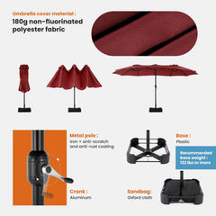 15ft Large Outdoor Patio Umbrella