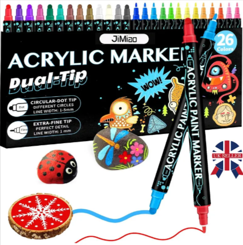26-Color Dual Tip Acrylic Marker Set