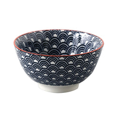 5-Inch Japanese Glazed Ceramic Threaded Rice Bowl