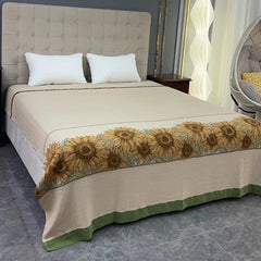 Thick Cotton Towel Blanket with Sunflower Design 230x250