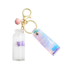 Floating Milk Pig Keychain Pendant with Quicksand Bottle
