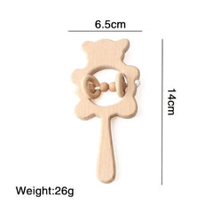 Wooden Baby Rattles Set | Beech Wood Teether and Musical Montessori Toy for Infants