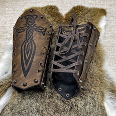 Medieval Embossed PU Leather Knight Arm Bracers