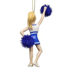 Pom-Pom Cheerleader Ornament - Blue - 5.5 Inches
