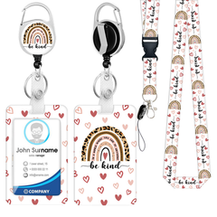 Zinc Alloy Rainbow Lanyard with PVC ID Card Holder