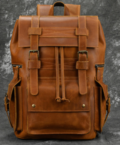 Vintage Crazy Horse Leather Backpack with Large Capacity
