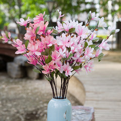 Realistic Magnolia Silk Flower for Wedding Decor (Single Stem)