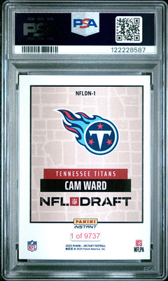 Graded 2025 Panini Instant Cam Ward #NFLDN1 NFL Draft Night Rookie RC Football Card PSA 8 Near Mint